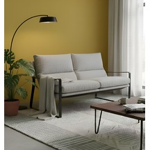 Sller Modern İkili Koltuk - Loft Tasarım Teddy/kumaş Bahçe Ve Balkon Kanepesi - Metal İskeletli 130 Cm Gri