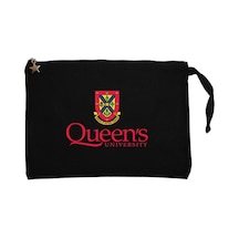 Queen's University Logo Siyah Clutch Astarlı Cüzdan / El Çantası Siyah