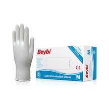 Beybi Pudralı Beyaz Lateks Muayene Eldiveni 100'lü