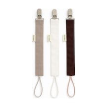 3'lü Set Bebek Emzik Askısı %100 Pamuk - Kahve - Camel - Ekru