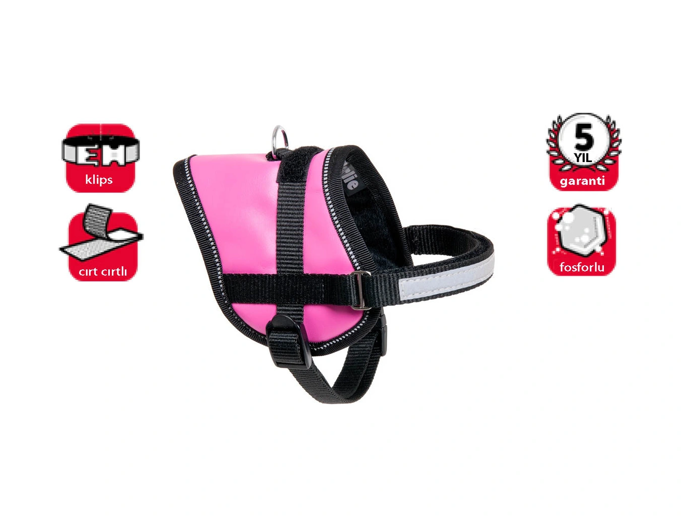 Karlıe Reflektörlü Göğüs Tasma Xs 31-40cm Pembe Çok Renkli