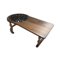 Orta Sehpa Geometrik Kayın Ayak Ceviz Renk Cnc Kesim Osmanlı Moti