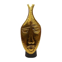 Biev Metal Vazo Yüz Kabartmalı 22x12x58 Cm