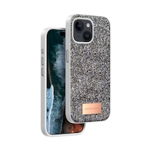 Onegif Apple İphone 15 Bright Simli Kapak - Gümüş
