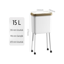 15 Litre Ayaklı Çöp Kovası Kapaklı Tekerlekli Mutfak Banyo Ofis Çöp Kutusu