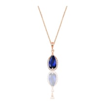 Gümüş Rose Safir ve Zirkon Taşlı Damla Modeli Kolye