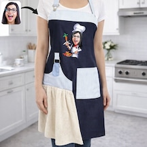 Bk Gift Kişiye Özel Karikatürlü Pamuk Denim Havlu Detaylı Mutfak Önlüğü -3, Aşçı Ve Şef Önlüğü, Anneye  Kobitmeyencom36569 Bk Gift Renkli