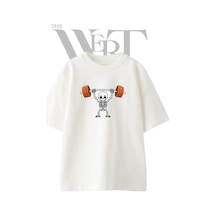 Thewert Iskelet Halter Tasarım Baskılı Ünisex Beyaz Oversize T-shirt