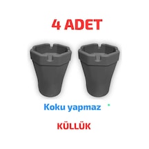 4 Adet Kokusuz Kül Tabağı Plastik Plastik Gri Asimetrik