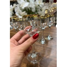 6 Lı Altın Detaylı Kahve Yanı Bardağı Seti Altın