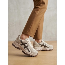 Guja 26k374-1 Kadın Bağcıklı İçi Polarlı Kalın Taban Günlük Sneaker Bej