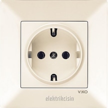 VİKO MERİDİAN KREM TOPRAKLI PRİZ (ÇERÇEVE DAHİL)
