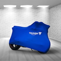 Trıumph Speed Twin Mavi Kumaş Motosiklet Brandası Logo Baskılı Penye Kumaş Motosiklet Branda