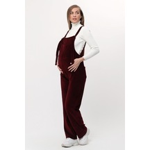 Luvmabelly Myra6113 - Bordo Kadife Hamile Salopet-Bordo