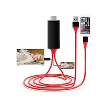 Teltree İphone İpad İçin Hdmı Mhl Kablosu - 1080p Hd Ekran Yansıtma, Ses-video Aktarımı, Kırmızı Renk