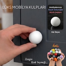 Sert Plastik Düğme Yuvarlak Top Mat Beyaz Dolap Mobilya Mutfak Dolabı Çekmece Kulbu Kulpu Kulplar