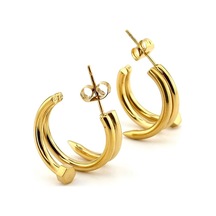 Sarmal Çivi Yarım Halka Altin Renk Sarı Çelik Kadin Küpe EX106