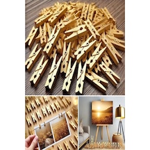 100'lü Ahşap Mandal Gold Renk 2.5cm 100 Adet Çamaşır Bambu Dayanaklı Tahta Sağlam Çamaşır Mandalı 2 Diğer