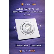 Alles 3w Beyaz Işık Beyaz Kasa Manda Gözü Led Spot Beyaz