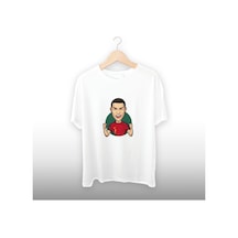 Ronaldo Gol Temalı Unisex Tişört Beyaz