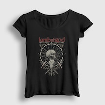 Presmono Kadın Skull Lamb Of God T-shirt Siyah