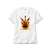 Classic Guitar Yellow Fire Beyaz Tişört Beyaz