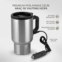 12v Paslanmaz Çelik Aktif Isı Korumalı Oto Sıcak İçecek Termosu Çok Renkli