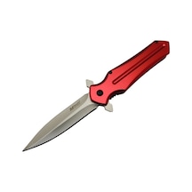 4223 Kırmızı Kamp Çakı 21cm- Yarı Otomatik, Kemerlikli Kırmızı