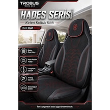 Mercedes E Serisi 2013 Ve Sonrası Uyumlu Hades Serisi Keten Koltuk Kılıfı Siyah Kırmızı