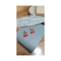 Çelik Kiraz Model Kız Çocuk/bebek Küpesi Kırmızı Kırmızı