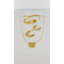 Kaburga Gold Çelik Takı Seti Sns50026871 Gümüş - Rose Gold
