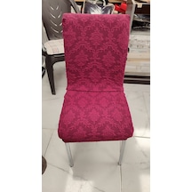 Mandaş 6lı Set Jakarlı Lastikli Sandalye Kılıfı-şal Desen Mürdüm Mürdüm