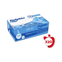 Dolphin Pudrasız Nitril Muayene Eldiveni L Beden Mavi 100'lü 20 Paket