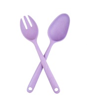 Salata Kaşık,çatal Seti Bambu Çevreci Model,mor Çok renkli