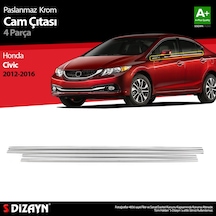 S-Dizayn  Honda Civic Krom Cam Çıtası 4 Prç 2012-2016