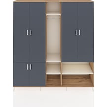 Hyperion Dolap 15 Raflı 5 Kapaklı Tek Askılı 220x44x243 Çam-antrasit/aytaşı Antrasıt/aytası
