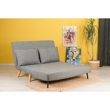 Folde 120 İkili Yataklı Katlanır Koltuk Keten Gri Açık Gri