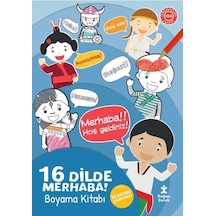 16 Dilde Merhaba! Boyama Kitabı - 16 Bayrak Çıkartması- Doğan Çocuk
