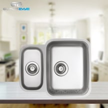 Ukinox Krom Eviye Tezgah Altı Eviye + Zeta D Bir Buçuk Gözlü 1.5 Eviye