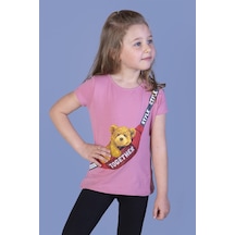 Toontoy Kids Toontoy Kız Çocuk Çanta Baskılı Tişört Gülkurusu