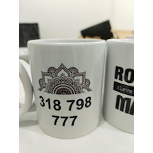 Mandala Tasarım Kupa - Geometrik Çiçek Motifli Seramik Bardak Meditasyon Hediyesi 325ml Beyaz - Çok Renkli