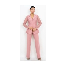 Dorne Moda Dantel Detaylı Blazer Takım Pembe Pembe