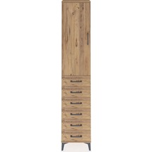 Arges Dolap 2 Raflı 6 Çekmeceli Tek Askılı 44x30x221 Çam-çam Çam