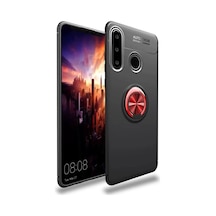 Y6p Kılıf Range Yüzüklü Silikon - Siyah-kırmızı Bz8683140008970