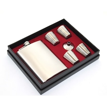 Hediyelik Kutulu 9 Oz 4 Shot Bardaklı Içki Matara Seti