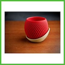 Vaveni 3d Baskı Küre Saksı - Kafes Dokulu İki Parçalı Dekoratif Saksı - Kırmızı-bej Arz 69050834