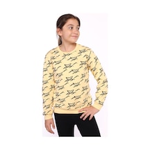 Toontoy Kız Çocuk Komple Balık Kuyruğu Baskılı Sweatshirt Sarı