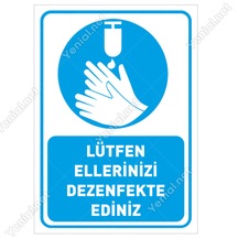 Lütfen Ellerinizi Dezenfekte Ediniz Simgeli Sticker Etiket Afiş (453460172)