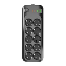 Termal Akım Korumalı Grup Priz Usb & Type-c 2.1a Şarj Çıkışlı 10 Lu Uzaatma Kablo 10a 2500w 2 Metre 3423 Siyah