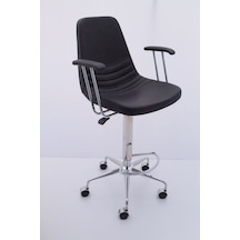 Rose Siyah Deri Tekerlekli Yüksek Bar Sandalyesi Çok Renkli